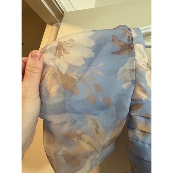 Abercrombie & Fitch Emerson Organza Puff Sleeve Maxi Dress Tie Back MP - Picture 7 of 11